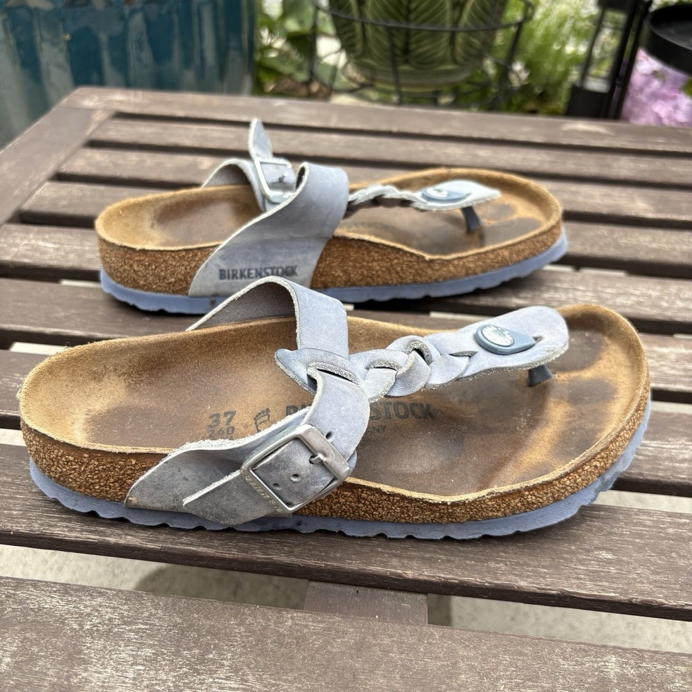 BIRKENSTOCK Womens Dusty Blue Gizeh Braided Slide Sandal Thong Size EU 37 / US 6 - Picture 2 of 16